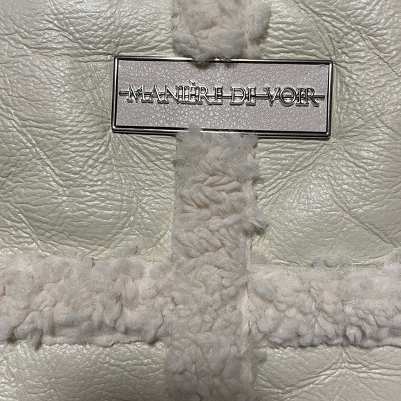 Maniere de voir vegan leather and shearling coat size M NWT *Limited Edition* - Picture 10 of 10